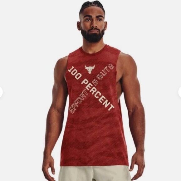 Under Armour Project Rock Tank Top PR 100 Percent Effort and Guts mens large red - Picture 16 of 16